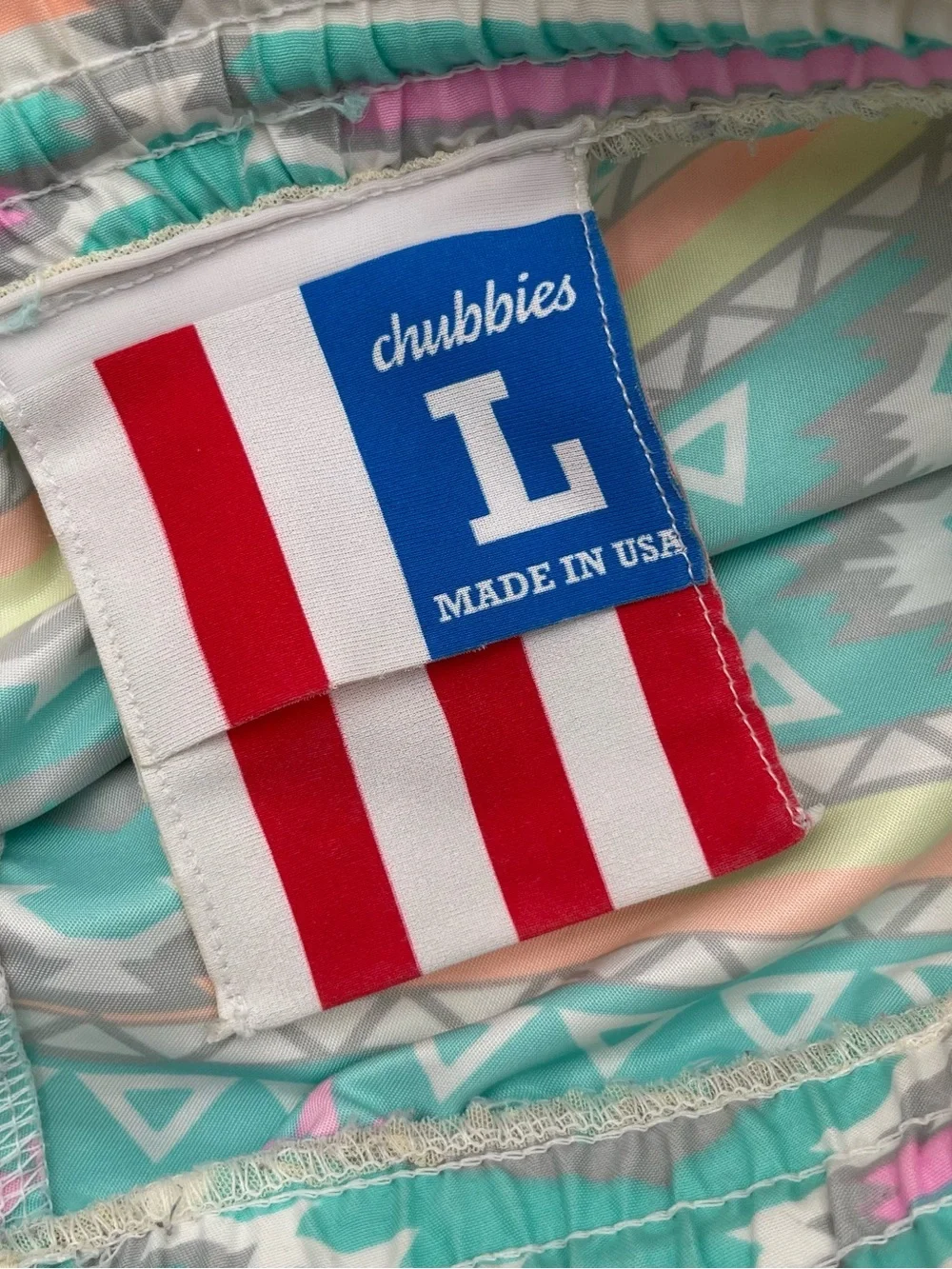 Chubbies Men’s Large Swim Trunks Aztec Print Swimming Board Shorts 5” Inseam